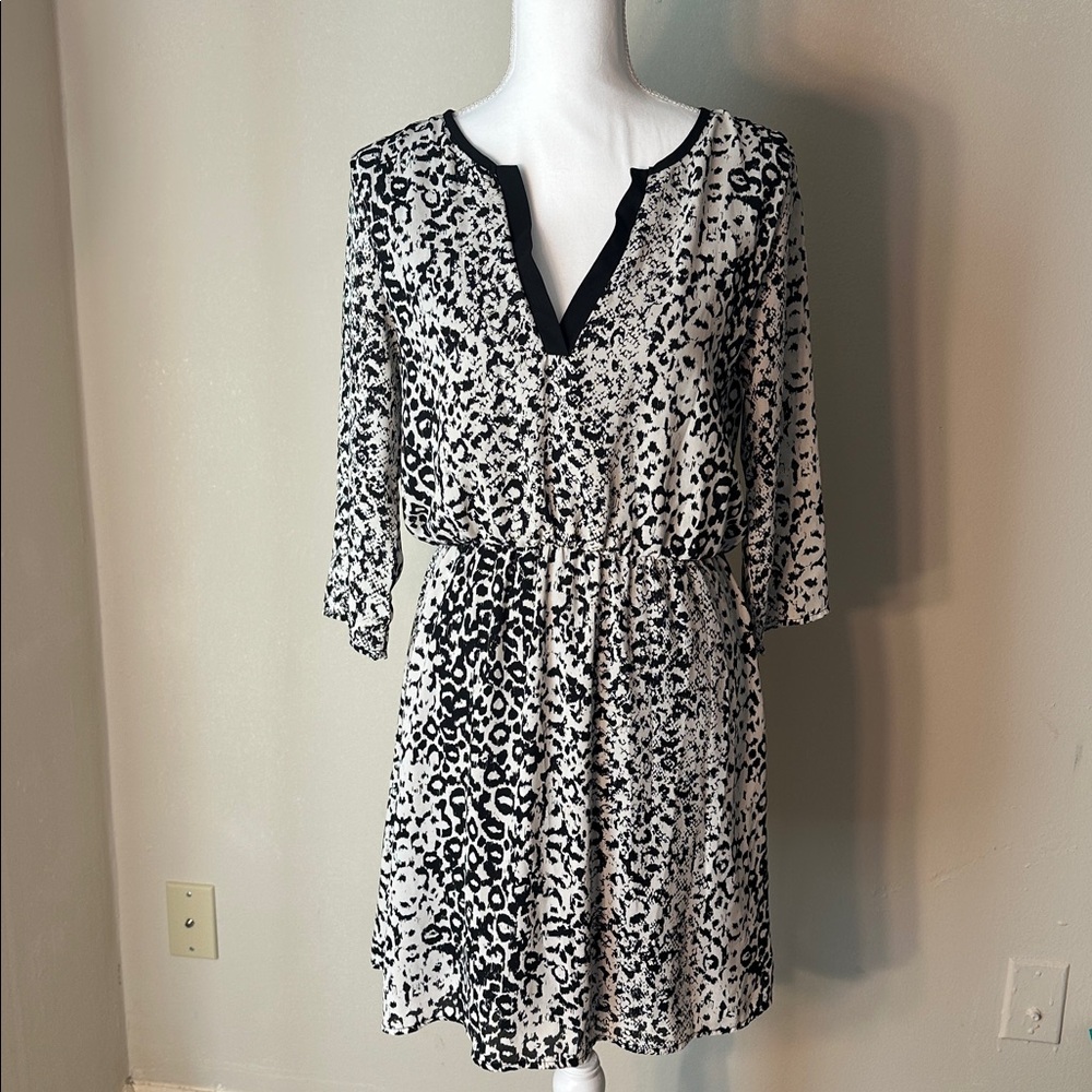 Everly Black and White Patterned Dress